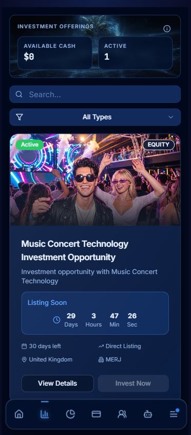 ASMX Pro investor app showing primary market offerings